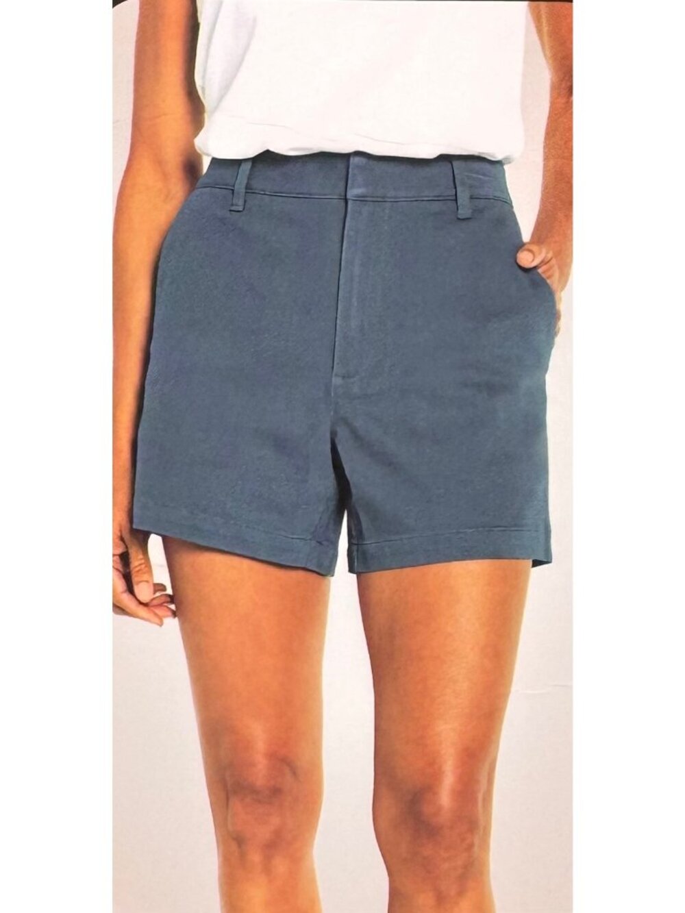 Banana Republic Womens Chino Shorts Size 12 Blue Mid-Rise Cotton Blend NWT